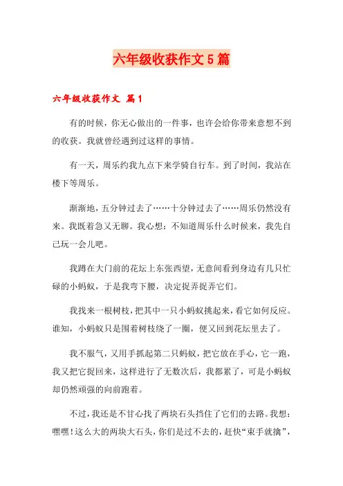 六年级收获作文5篇