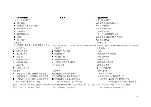 公共营养师三级总复习技能知识