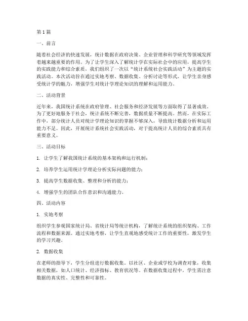统计系统社会实践活动(3篇)