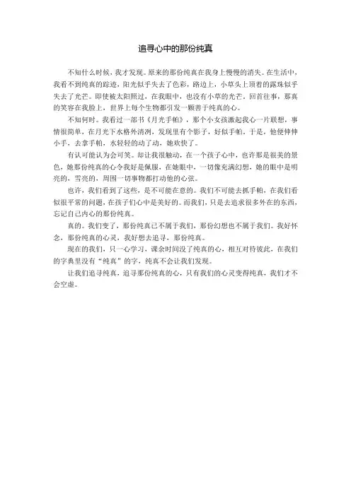 追寻心中的那份纯真作文