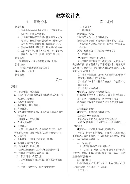 语文S版六年级下册语文全册教案