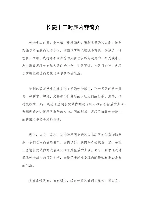 长安十二时辰内容简介