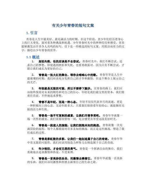 有关少年青春的短句文案