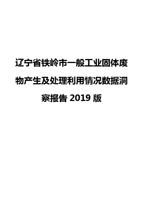辽宁省铁岭市一般工业固体废物产生及处理利用情况数据洞察报告2019版