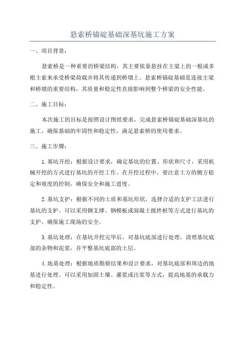 悬索桥锚碇基础深基坑施工方案