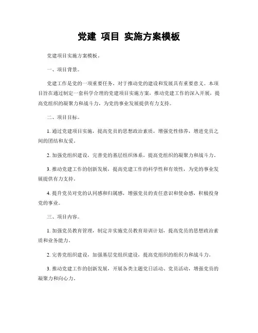 党建 项目 实施方案模板