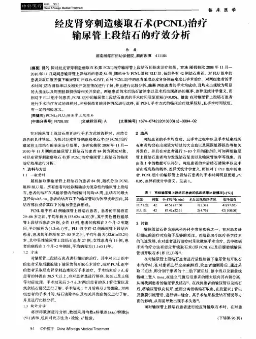 经皮肾穿刺造瘘取石术(PCNL)治疗输尿管上段结石的疗效分析