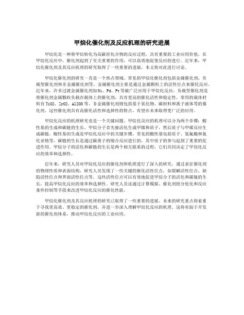 甲烷化催化剂及反应机理的研究进展