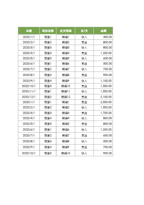 财务报表-收支记账表