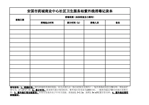 紫外线消毒记录本