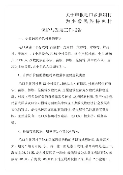 少数民族特色村寨保护与发展工作报告