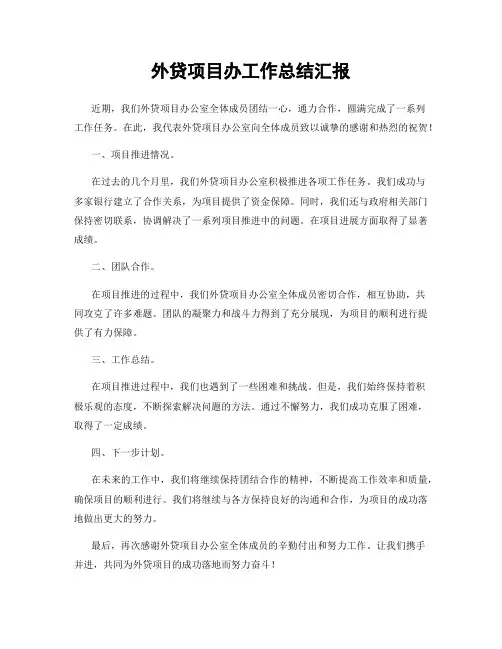 外贷项目办工作总结汇报