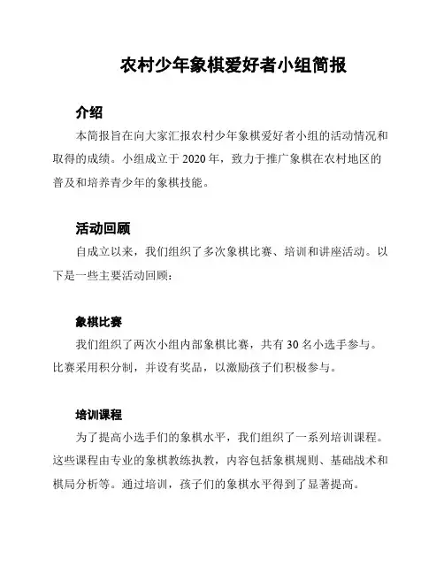 农村少年象棋爱好者小组简报