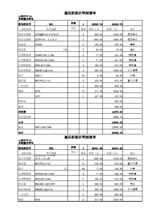 高低压配电柜报价