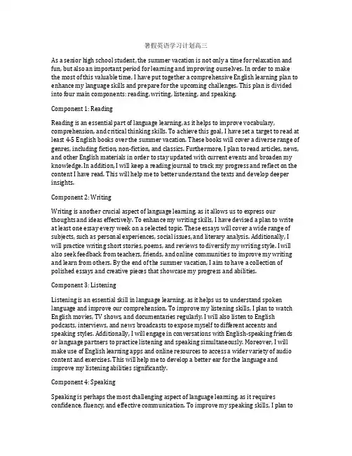 暑假英语学习计划高三