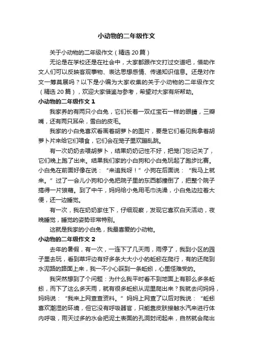 关于小动物的二年级作文（精选20篇）