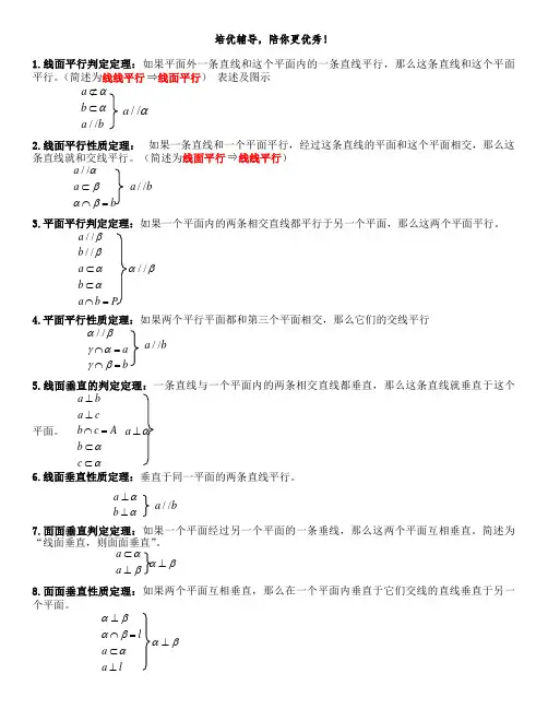 点线面位置关系定理总结
