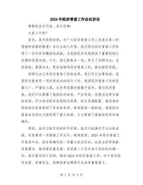 2024年经济普查工作会议讲话