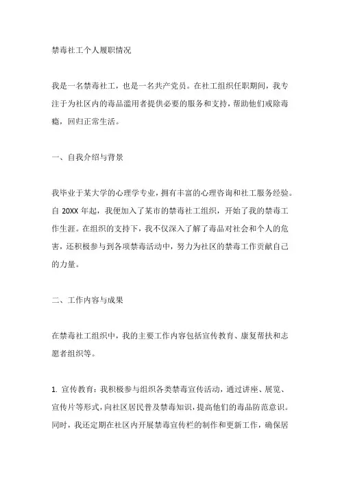 禁毒社工个人履职情况