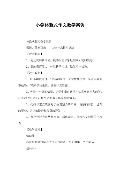 小学体验式作文教学案例
