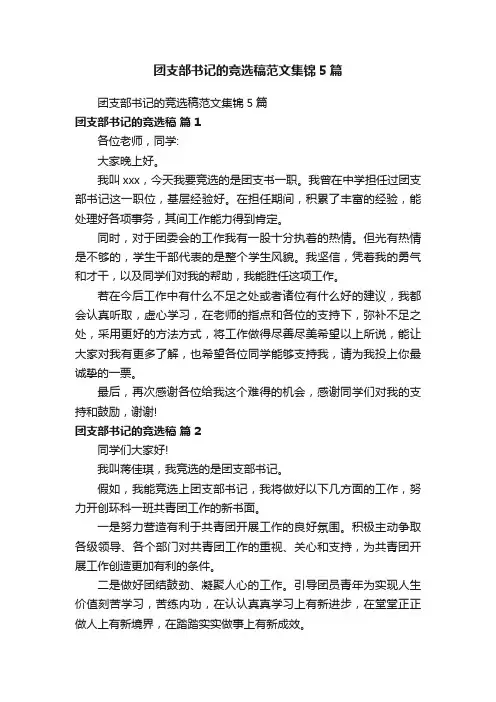 团支部书记的竞选稿范文集锦5篇