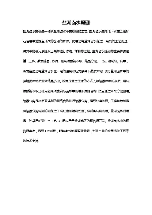 盐湖卤水提硼