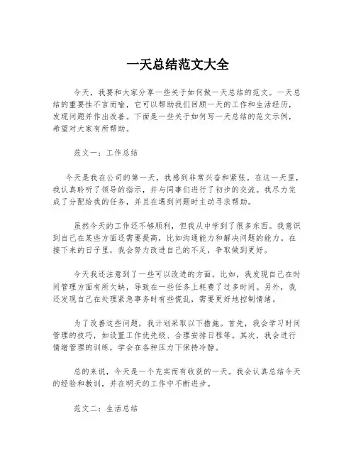 一天总结范文大全