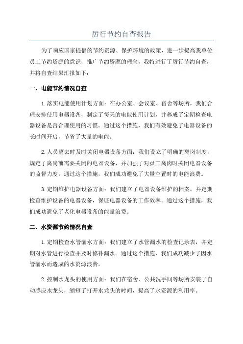 厉行节约自查报告