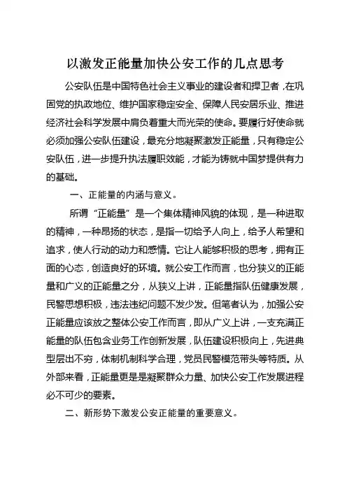 以激发正能量加快公安工作的几点思考