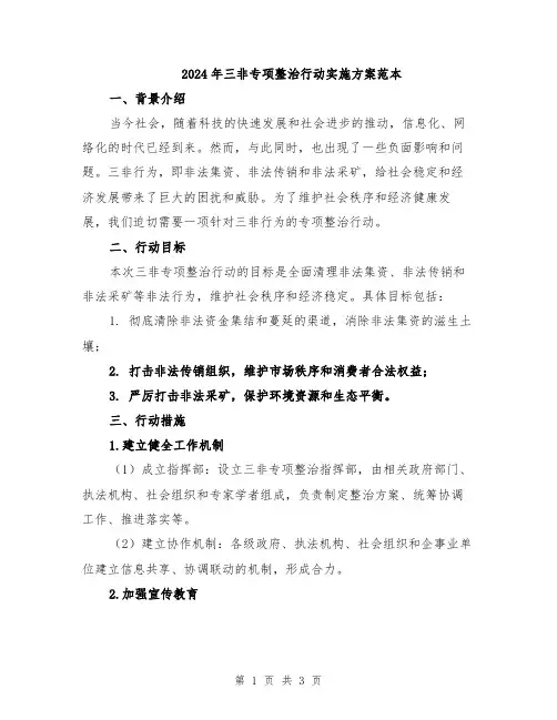 2024年三非专项整治行动实施方案范本