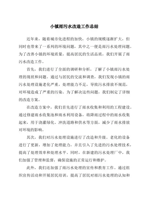 小镇雨污水改造工作总结
