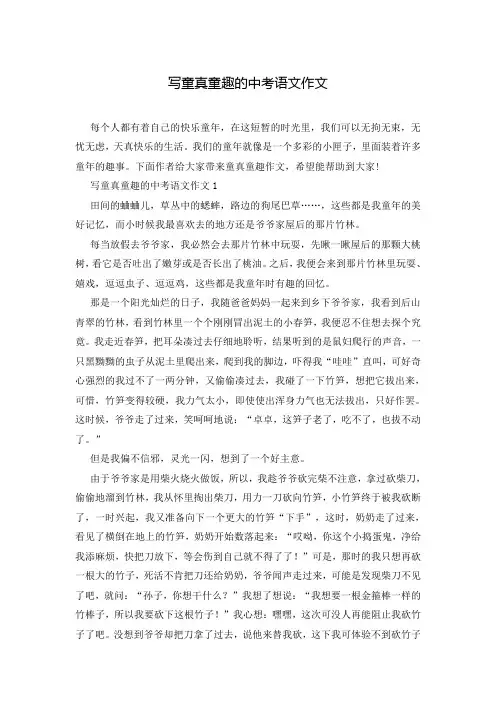 写童真童趣的中考语文作文