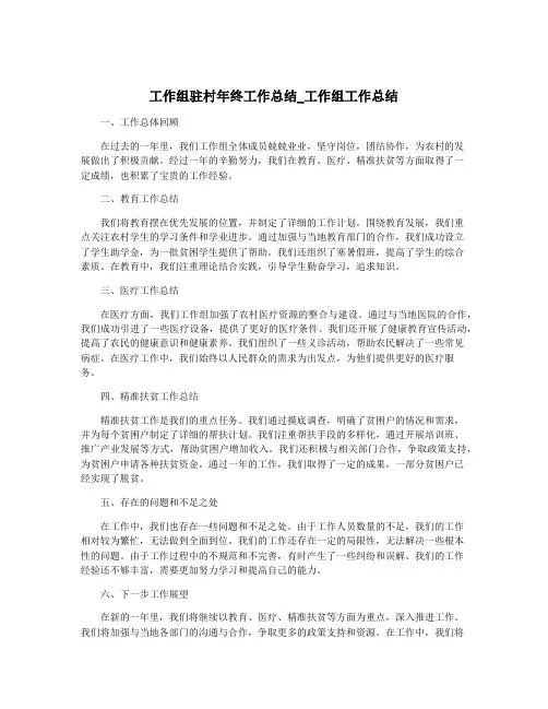 工作组驻村年终工作总结_工作组工作总结