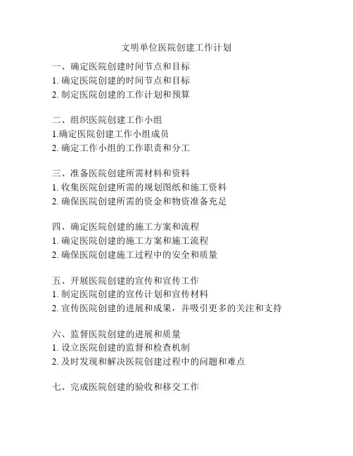 文明单位医院创建工作计划