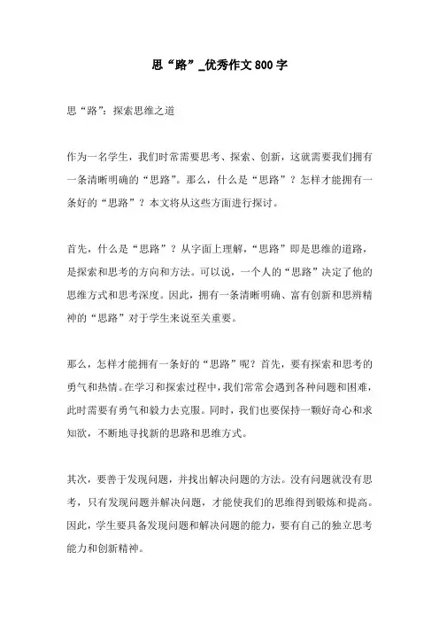 思路优秀作文800字