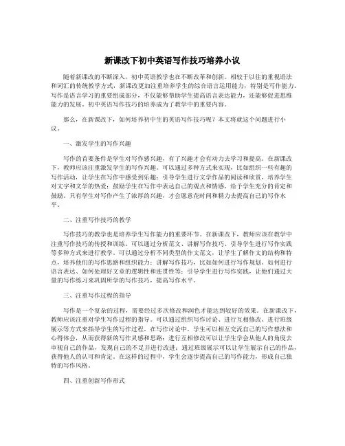 新课改下初中英语写作技巧培养小议
