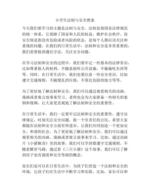 小学生法制与安全教案