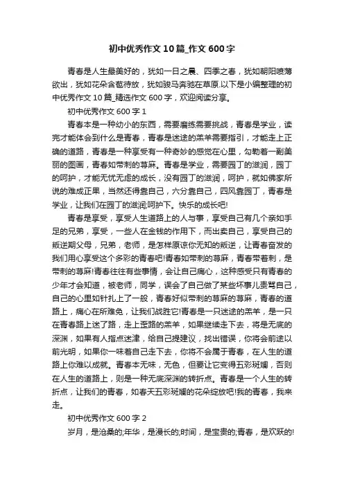 初中优秀作文10篇_作文600字