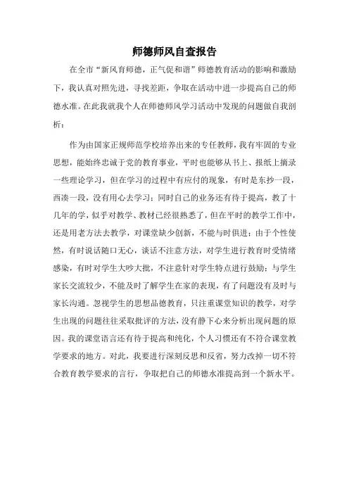 师德师风自查报告6