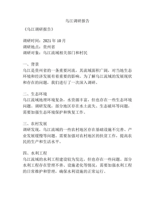 乌江调研报告