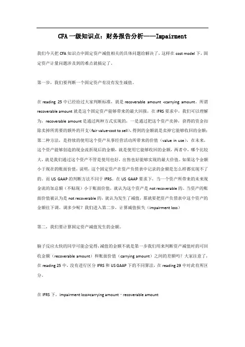 CFA一级知识点：财务报告分析—Impairment.