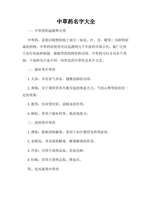 中草药名字大全
