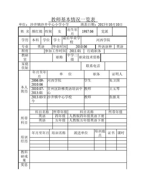 教师基本信息表