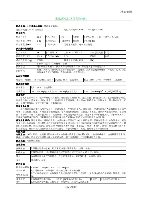 醋酸理化性质及危险特性
