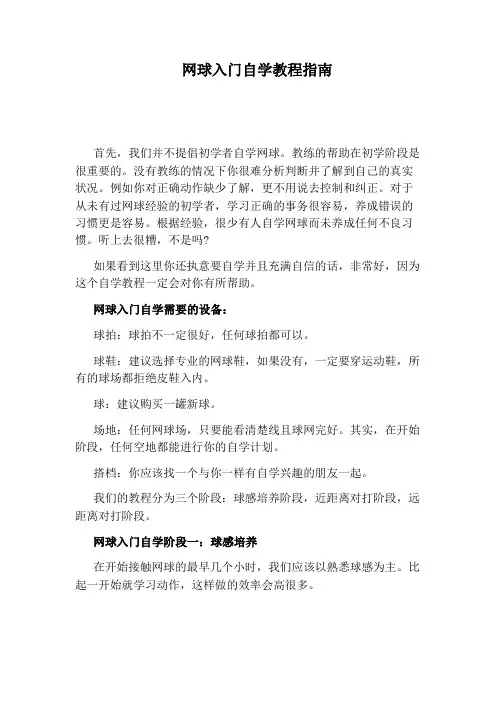 网球入门自学教程指南
