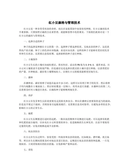 红小豆栽培与管理技术
