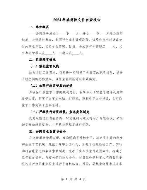 2024年规范性文件自查报告（二篇）