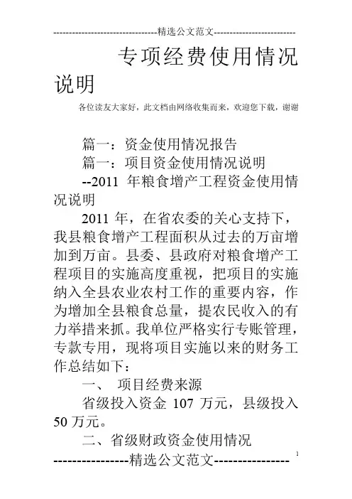 专项经费使用情况说明
