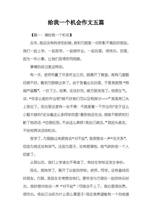给我一个机会作文五篇