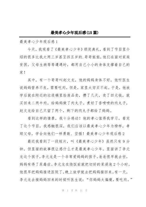 最美孝心少年观后感(15篇)